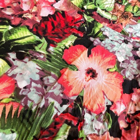 Jack Vintage Hawaiian Hibiscus Cutout Fit and Flare Dress Size 2 Red Black Green - Picture 3 of 10